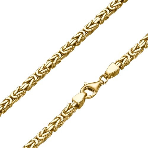 SchmuckForever Vergoldete 4mm Königskette 925 Silber massiv - Länge Wählbar - Gold Vergoldet - Collier Halskette oder Armband (45)