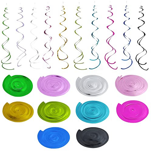 Hängende Spiralen Girlande,60 Stück Multicolor Deko Spiralen Folien Luftschlangen Hängende Wirbel Dekorationen,für Hochzeiten Geburtstag Weihnachten Dekoration Partydekoration