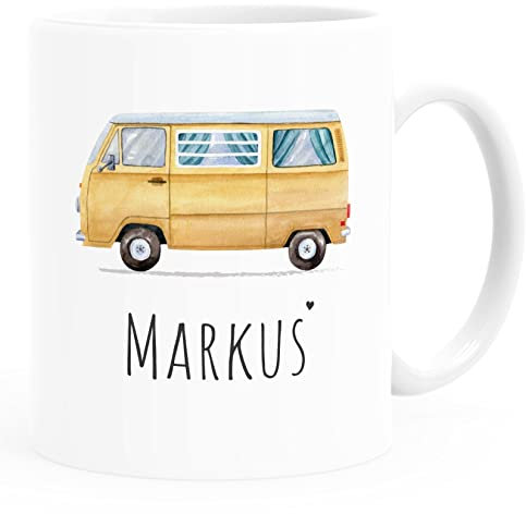 SpecialMe® Namenstasse Camping Bus Camper personalisierte Kaffee-Tasse mit Namen persönliche Geschenke weiß standard