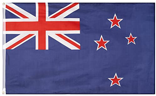 MUWO Flagge Nations Together 90 x 150 cm Nationalmanschaften, doppelseitige Gartenflagge, wetterfeste Fanflagge, Fußballflagge Polyester Länderfagge Deutschland mit Ösen (Neuseeland)