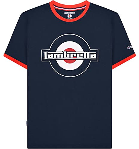 Lambretta Mens Logo Ringer Short Sleeve T-Shirt - Navy - 3XL