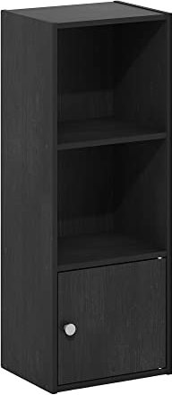 Furinno Pasir 5-stufiges Eck-Bücherregal mit offenem Regal, Schwarzes Holz
