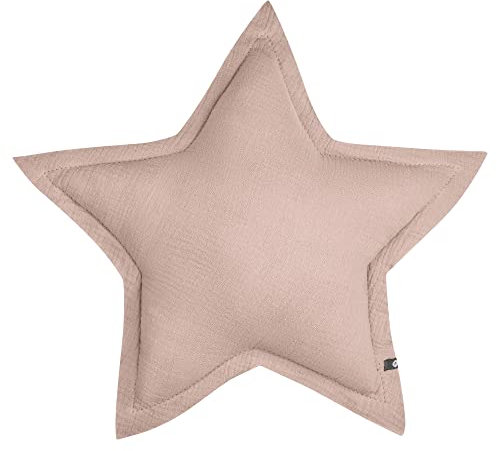 von Herzen Handmade Musselinkissen aus 100% Baumwolle I Kinderkissen I Dekokissen aus Musselin in Sternform I Sternkissen für Kinderzimmer & Bett I Handgenähtes Kissen mit Watte gefüllt (Blushrosa)