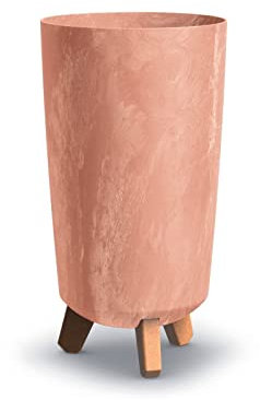 URBN GARDEN Grand pot de fleurs en plastique aspect terre cuite avec pieds