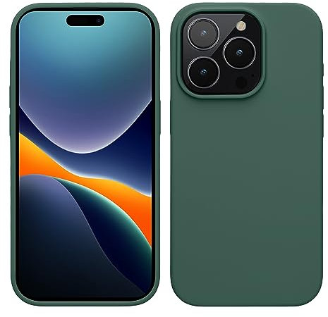kwmobile Handyhülle für iPhone 15 Pro Hülle, für iPhone 15 Pro Case - Hülle Silikon - kabelloses Laden - Tannengrün