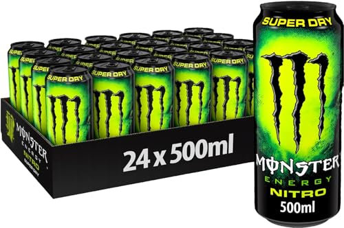 Monster Energy Nitro Super Dry, Bebida Energética Sabor Cítrico Refrescante - Pack de 24 Latas de 500ml