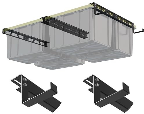 Generic Overhead Garage Storage Bin Rack 4 Sets C-Form Schwarz Verstellbar Unterstützt Die Meisten Aufbewahrungsbehälter 2 Haken