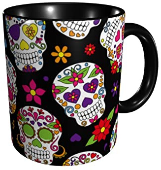 RFSHOP Tasses à café en céramique motif tête de mort mexicaine 325 ml pour le bureau et la maison