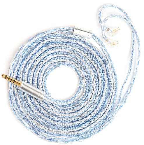 KBEAR ST16 Plus abnehmbares IEM-Kabel, 16-adrig, 5 N, OCC, versilbert, langes In-Ear-Kopfhörerkabel für HD414, HD650, HD600, Tin Audio T2, T2, Pro, T3, T5, Westone, TFZ, Kinera, Shozy Simgot (TFZ 4,4