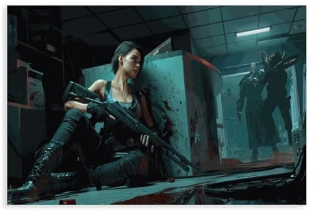 FrySky Resident Evil Jill Valentine HD-Poster, 2 Leinwand-Poster, Wandkunst, Dekordruck, Bild, Gemälde für Wohnzimmer, Schlafzimmer, Dekoration, ungerahmt, 30 x 45 cm