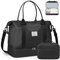 BAGAIL Reisetasche, Wochenendtasche für Damen, Übernachtung, Fitnessstudio, Tragetasche mit Nassfach, Krankenhaus-Muttertasche für Arbeit und Lieferung, A-Schwarz, Extra Large Set, Reisetasche mit