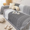 ANAZOZ Sofaüberwürfe 1 Sitzer, Couchbezug Chenille Schwarzes Streifenmuster mit Fransen Bezug Sofa 180x130