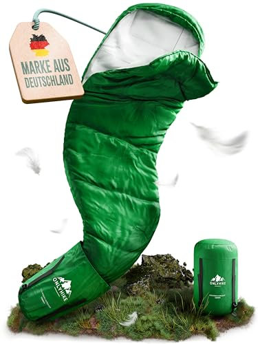 ONLYHIKE® Innovativer Sommerschlafsack kleines Packmaß & Ultraleicht [ab 750g] | Schlafsack Ultraleicht in Gr. M-XL | Mumienschlafsack Outdoor für erholsamen Schlaf beim Camping & Outdoor im Sommer