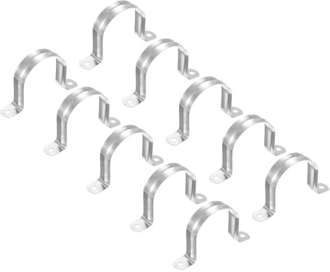 PATIKIL 2.48 inch/63mm Rigid Pipe Strap Clamp, 20 Pcs 304 Stainless Steel Two Hole U-Shape Tube Clip Pipe Fasten Holder for Pipe Fixing