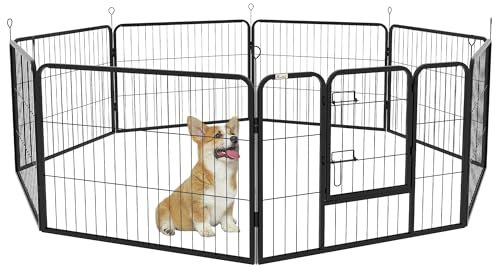 PawHut Luxe Parc enclos modulable Acier époxy Porte verrouillable pour Chiens, Lapins, rongeurs, Petits Animaux, intérieur et extérieur 80 x 60 cm Noir