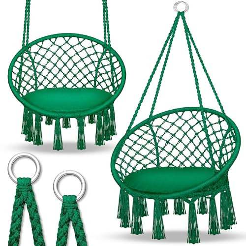 tillvex Hängesessel 200kg zum Aufhängen | Hängestuhl Indoor & Outdoor | Hängekorb wetterfest | Schaukelkorb mit Kissen