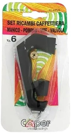 Caper Set Ricambio Caffettiera Moka da 6 tazzine: Manico + Pomolo + Vite + Valvola