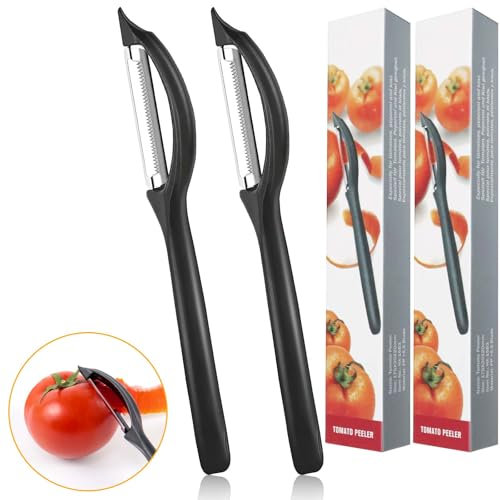 PROPOG 2 Pcs Eplucheur Légumes, Universel Econome Legumes Tranchant Denté Eplucheur Pomme de Terre with Box Éplucheur pour Fruits Tomate Pomme