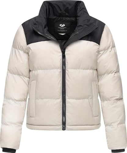 Ragwear Damen kurze Winterjacke warme Colourblocking Steppjacke mit Stehkragen Serah YOUMODO XS-6XL