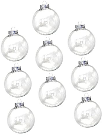 RORPOIR 9St Kunststoff transparente Kugel klare Zierkugeln glitzernde Christbaumkugel weihnachtsdeko Weihnachts Party pezzettino Festivalversorgung Party runde Ballverzierung Plastik