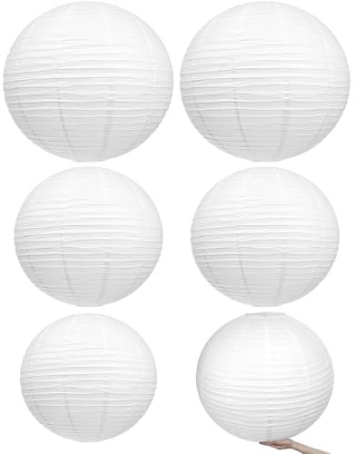 6 PCS Lampshades, White Paper Light Shades for Ceiling Lights, Wedding & Party Decorations (3 Sizes)