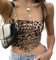 fdsmall Damen Rückenloses Top Leopard Print Cami Crop Top Ärmellos Viereckiger Ausschnitt Asymmetrischer Saum Trendy Cross Camisole (DE/NL/SE/PL, Alphanumerisch, Einheitsgröße, Regular, Regular, 01)