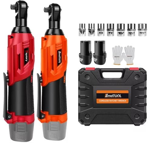 Lucn 420Nm 3/8 Cordless Electric Impact Wrench Drill Gun Ratchet Driver+ 2 Batteries Orange