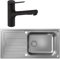 Evier 1 bac HANSGROHE S44 inox + robinet de cuisine avec douchette HANSGROHE Zesis M33 150 2 jets noir mat