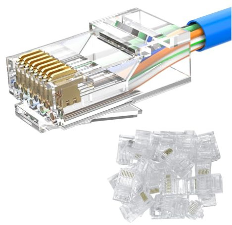 MOGOOD 25 Pièces Connecteur RJ45 CAT6, Connecteur Ethernet Modulaire Plug, Fiche RJ45, Connecteurs Cat6 non blindé pour Cat6, Cat5E, Cat5 Câble de Pose