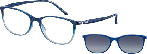 ELLE Brille mit Sehstärke für Damen optional mit Sonnenbrillentönung oder Blaulichtfilter, Quadratisch, gefertigt aus Polyphenylsulfon (inklusive Brillenetui)