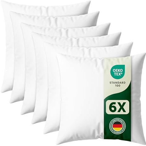 Blumtal Kissenfüllung 30x30 cm 6er - Oeko-TEX zertifizierte Füllung Kissen 30x30 cm - Kissen 30x30 Füllung aus Polyester - waschbares Innenkissen