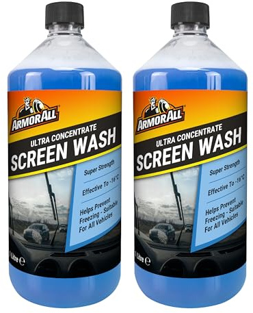Armor All Ultra Concentrated Screenwash, 2 x 1 Litre, Effective Down to -16°C, Makes up to 10 L of Screenwash