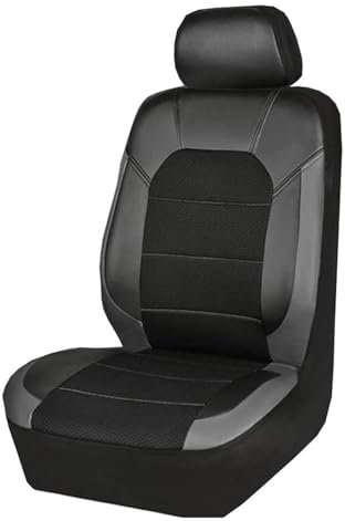 TETARI Auto-Schonbezüge Für Skoda Für Fabia Für Octavia Für Rapid Für Superb Für Kodiaq Für Yeti Alle Modelle Atmungsaktives Mesh-Gewebe Spleißen PU-Leder Sitzbezüge Auto(1 seat Black)