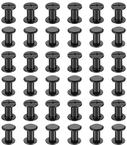 PATIKIL 50 Ensembles de vis Chicago, 9mm l Vis Chicago Phillips Vis à Reliure Boulons Rivets en Cuir Connecteurs pour Ceintures en Cuir Albums Photo Scrapbook, Noir