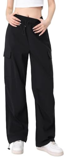 Atxnn Pantalon Cargo Femme Strech Large Pantalons de Travail à Séchage Rapide Elastique Taille Haute Multipoche Y2K Streetwear