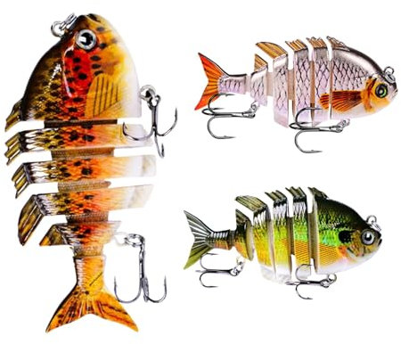Lunaobrik LOS DE LA BAZN, LOS DE Fishing - 3-teiliges Fischköder-Set mit Spitzhaken - Crankbaits Gear zum Angeln für, Blau, Lachs, Barsch, Forelle