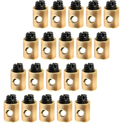 TSUOUKL 20 piècesCâbles et gaines de frein vélo,Serre-câble d'accélérateur universel en laiton, serre-fil de moto, 5x6mm, adapté aux scooters et accélérateurs de moto