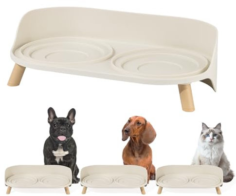 Raised Dog Feeder Bowl Stand - Elevated Dining Table for Small and Medium Dogs and Cats - Fits Food and Water Dish up to 6 Diameter - Milky White (Bowls Not Included)