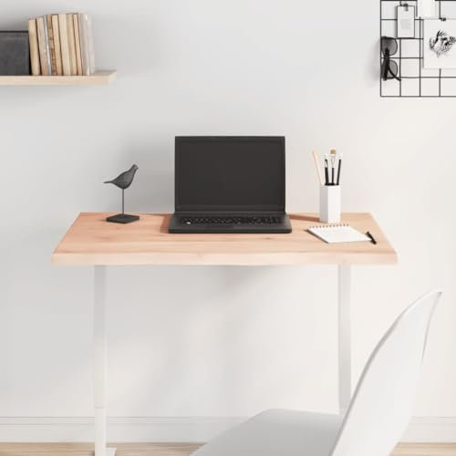HEFZGDB Tischplatte 80x50x2 cm Massivholz Eiche Unbehandelt Baumkante Waschtischplatte Arbeitsplatte Schreibtischplatte Esstisch für Büro Konferenzraum Küche Studienraum