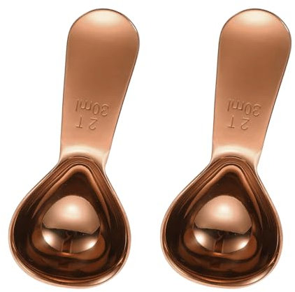sourcing map 2Pcs Stainless Steel Coffee Scoop, 30ml Short Handle Measuring Spoon for Ground Coffee Tea Sugar Kitchen Gifts, Rose Gold