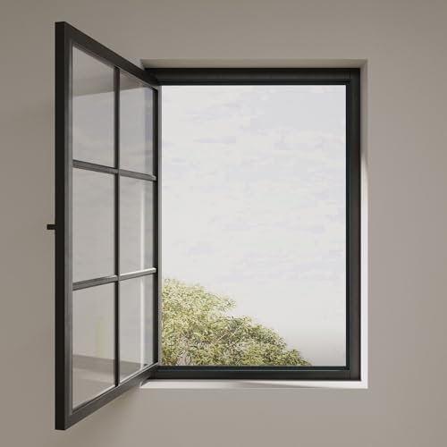 Cocoon Fliegengitter für Drehkipp 85 x 115, Insektenschutz Alurahmen, Mückennetz Fenster Ohne Bohren - Anthrazit