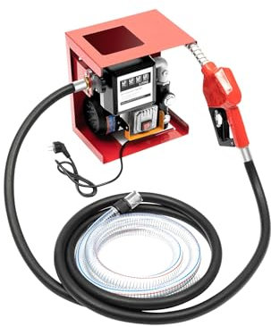 Pompa diesel, 220 V, autoadescante, 550 W, 60 l/min, pompa del carburante industriale con pistola di accensione automatica, contatore (±1%), tubo da 4 m, per olio combustibile, macchine agricole