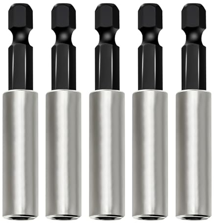 Puasok 5 Pezzi Porta Inserti Magnetico 1/4 (60 mm) | Prolunga per Inserti Avvitatore in Acciaio Inossidabile, Cambio Rapido per Trapano, Avvitatore e Cacciavite