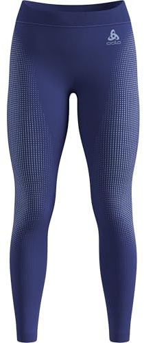 Odlo Damen Performance Warm Eco Big Logo Bottom Long Laufbekleidung Tight Skipper Blue - Blau S