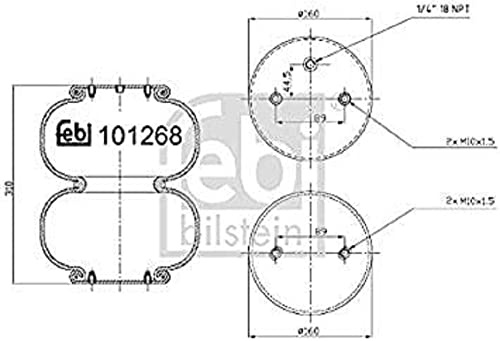 febi bilstein 101268 Luftfederbalg für Liftachse , 1 Stück