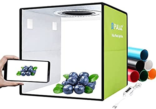 PULUZ fotobox 30cm lightbox zum fotografieren fotostudio dimmbare lichtbox Fotografie mit 6 PVC Hintergrund, tragbares lichtzelt