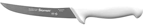 Starrett Professional Stainless Steel Kitchen Boning Knife - Narrow Curved Profile - 6-inch (150mm) - White Handle