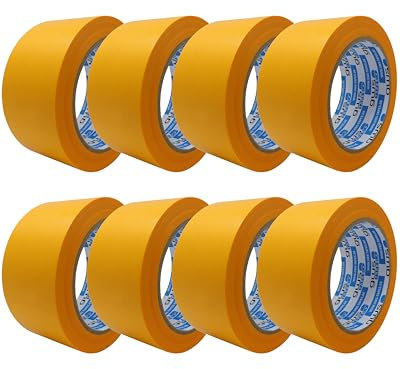 gws 8 Rollen Goldband, Malerband zum Abkleben zum Streichen, Malen, Lackieren, Basteln und vielem mehr, Maler-Abdeckklebeband, Rückstandsfrei entfernbar, dünn & stabil mit je 50 m x 50 mm