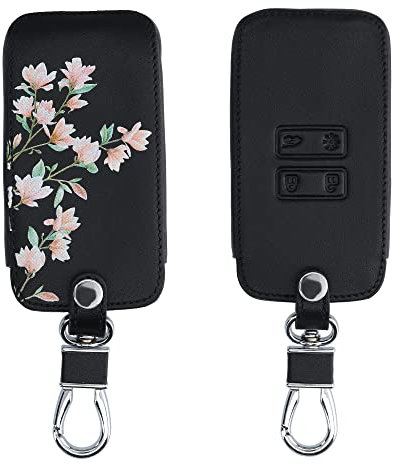 kwmobile Key Cover Compatible with Renault 4 Button Car Key Smart Key (only Keyless Go) - Faux Leather Car Key Fob Protector - Pink/White/Black