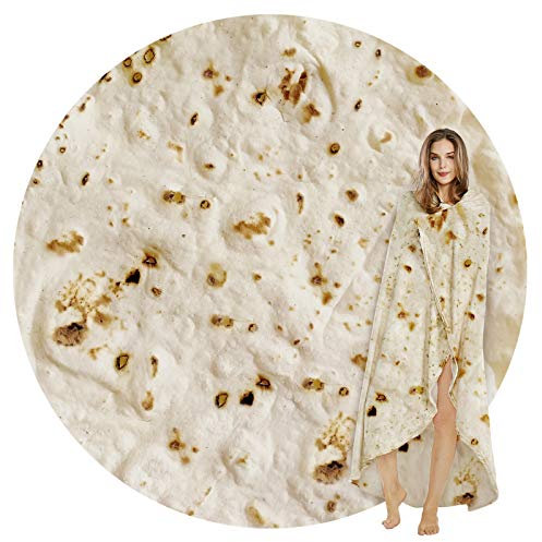 SeaRoomy Burritos Tortilla-Überwurfdecke, Tortilla-Wickeldecke, runde Tortilla-Decke, riesige runde Tortilla-Decke, runde weiche Decke für Erwachsene und Kinder